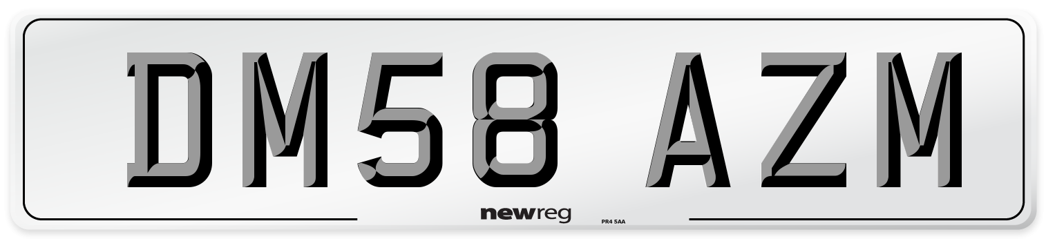 DM58 AZM Number Plate from New Reg